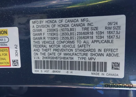 2025 Honda Cr-V Hybrid Sport-L from USA, damaged, VIN 2HKRS6H87SH804784